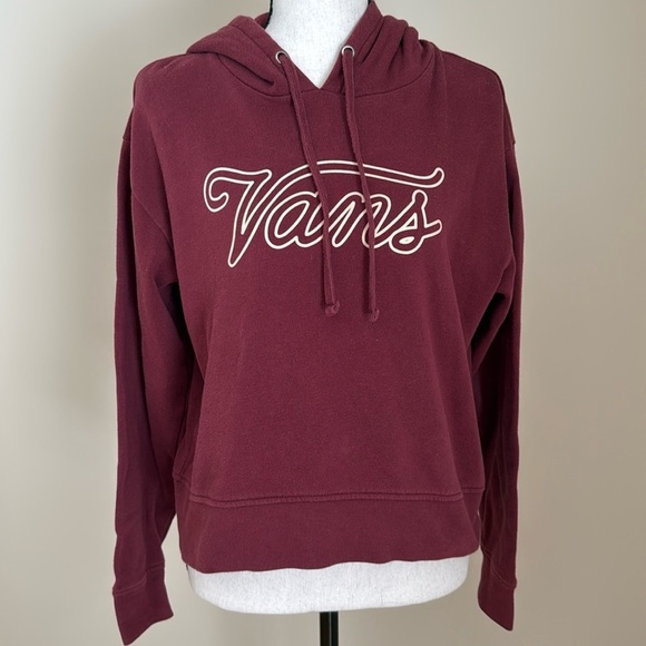 VANS Women S Hoodie Sweatshirt Hooded Script Logo Burgundy Maroon - Picture 1 of 4